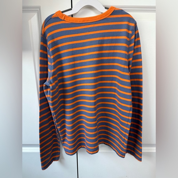 Mini Boden Boys Orange and Blue/Gray Striped Shirt (Size 11-12) - Picture 2 of 5